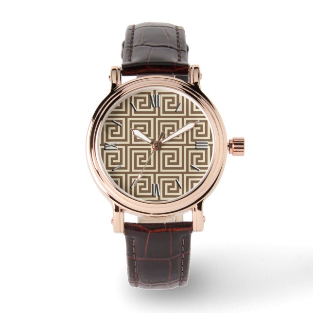 Greek Key, shades of taupe tan Watch (Front)