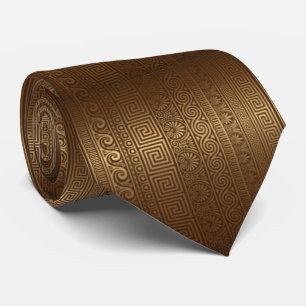 Greek Key Subtle Faux Metallic  Tie