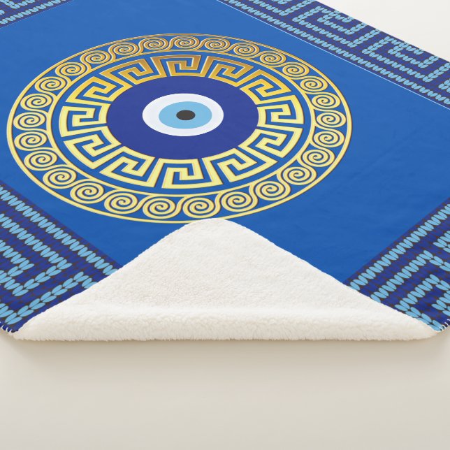 Greek key with evil eye protection blanket (3/4)