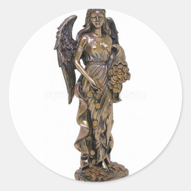 GREEK LADY FORTUNA STATUE CLASSIC ROUND STICKER (Front)