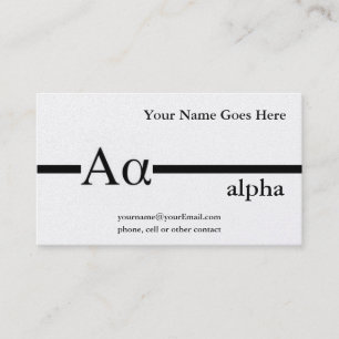 Greek Letter Alpha Custom Design Business Card