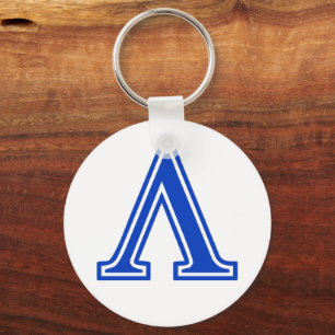 Greek Letter Lambda Blue Monogram Initial Keychain