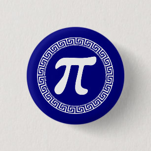 Greek letter "Pi' (3.14) within a meander pattern 1 Inch Round Button