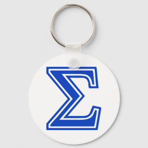 Greek Letter Sigma Blue Monogram Initial Keychain