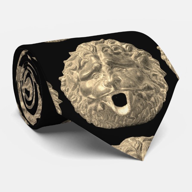 Greek Lion Faces Tie (Rolled)