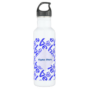 Greek Love Flag Blue Tiled Blue Personalized  710 Ml Water Bottle