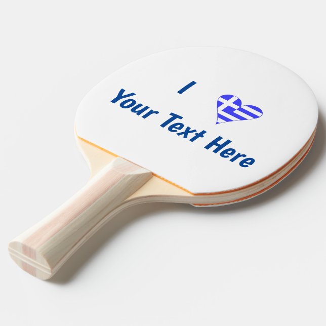 Greek Love Flag Heart Personalized Ping Pong Paddle (Front Angle)