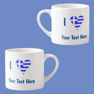Greek Love Heart Flag Blue Personalization  Espresso Cup
