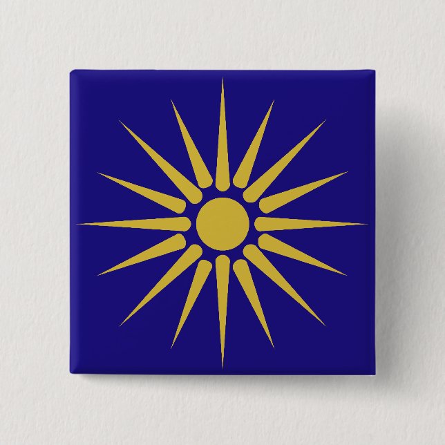 Greek Macedonia, Greece flag 2 Inch Square Button (Front)