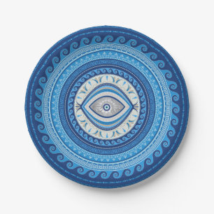 Greek Mati Mataki - Greek Evil Eye ornament Paper Plate