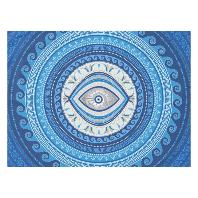 Greek Mati Mataki - Greek Evil Eye ornament Tablecloth (Front (Horizontal))
