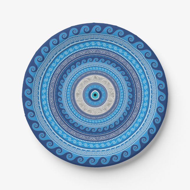 Greek Mati Mataki - Matiasma Evil Eye ornament #2 Paper Plate (Front)