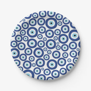 Greek Mati Mataki - Matiasma Evil Eye Pattern #1 Paper Plate