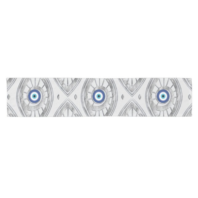 Greek Mati Mataki - Matiasma Evil Eye Pattern #3 Short Table Runner (Horizontal)