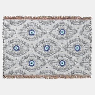 Greek Mati Mataki - Matiasma Evil Eye Pattern #3 Throw Blanket