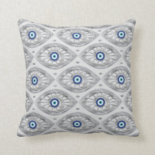 Greek Mati Mataki - Matiasma Evil Eye Pattern #3 Throw Pillow