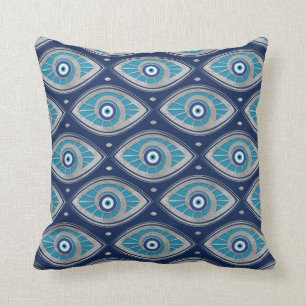 Greek Mati Mataki - Matiasma Evil Eye Pattern #4 Throw Pillow