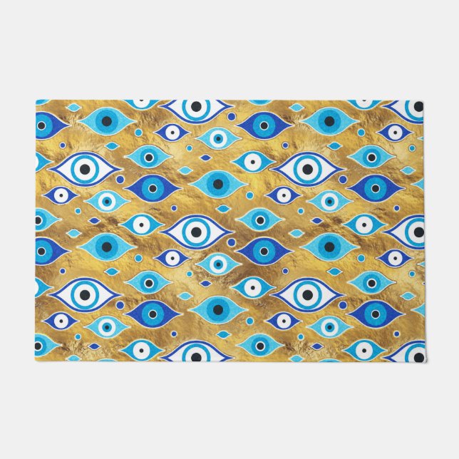 Greek Mati Mataki - Matiasma Evil Eye pattern Doormat (Front)