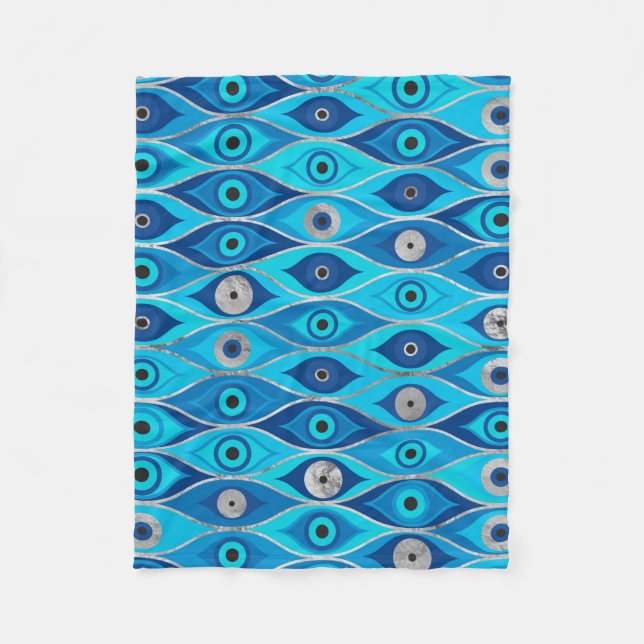 Greek Mati Mataki - Matiasma Evil Eye Pattern Fleece Blanket (Front)
