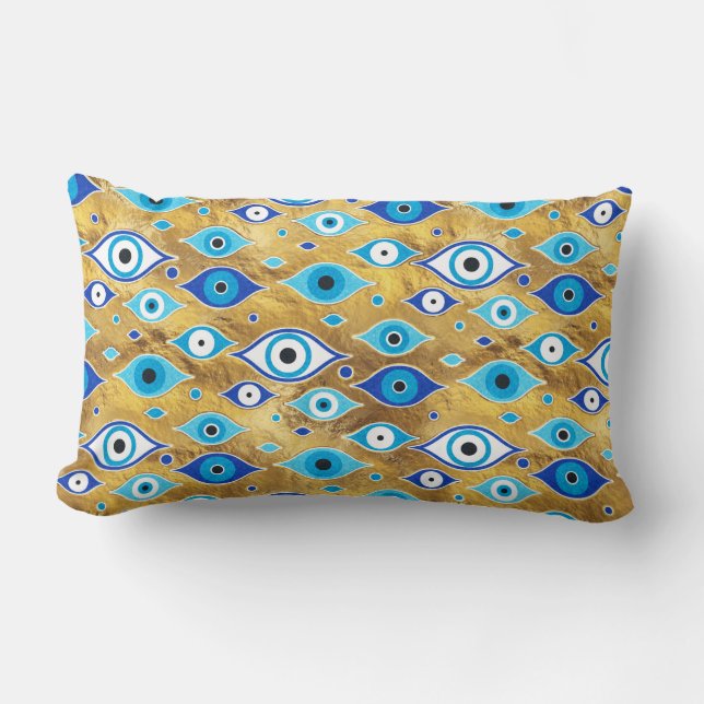 Greek Mati Mataki - Matiasma Evil Eye pattern Lumbar Pillow (Front)