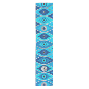 Greek Mati Mataki - Matiasma Evil Eye Pattern Short Table Runner