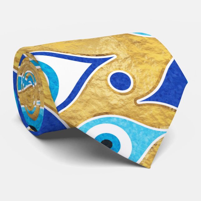 Greek Mati Mataki - Matiasma Evil Eye pattern Tie (Rolled)