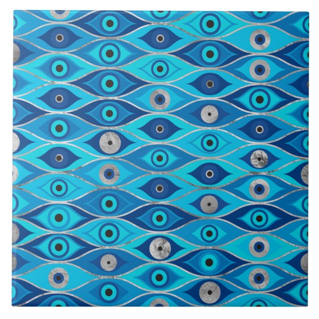 Greek Mati Mataki - Matiasma Evil Eye Pattern Tile (Front)
