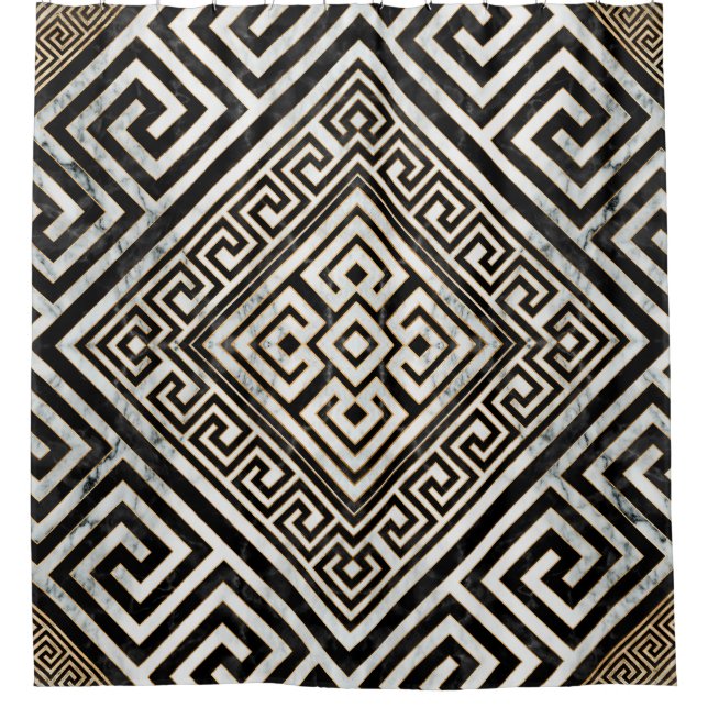 Greek Meander - Greek Key Black and White Marble (Front)
