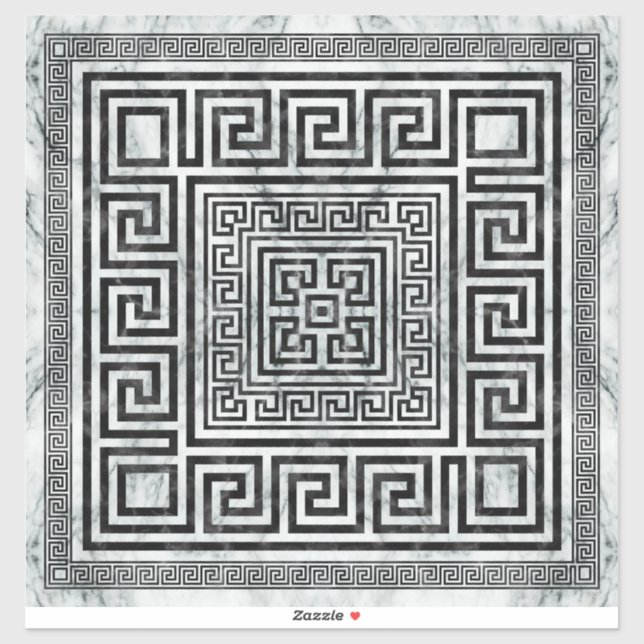 Greek Meander - Greek Key Black and White Marble (Sheet)