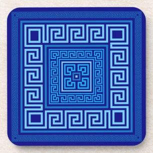 Greek Meander - Greek Key - Shades of blue Coaster