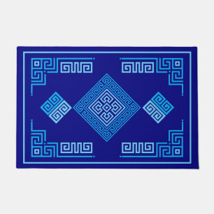 Greek Meander - Greek Key - Shades of blue Doormat