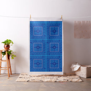 Greek Meander - Greek Key - Shades of blue Fabric