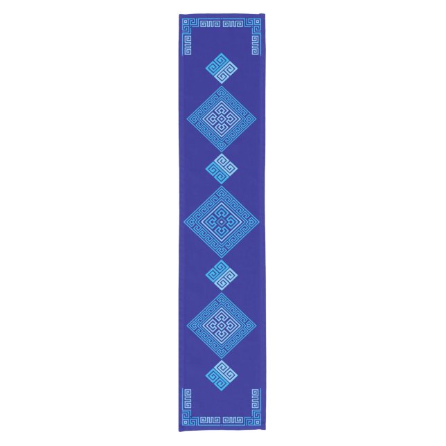 Greek Meander - Greek Key - Shades of blue Short Table Runner (Front)