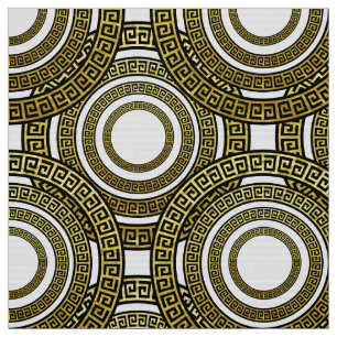 Greek Meander  in Golden Seamless Pattern Fabric