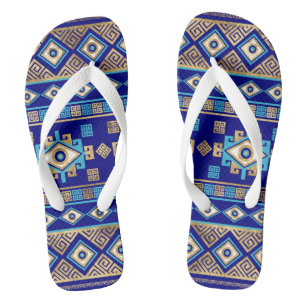 Greek Meander Key and Evil Eye Flip Flops