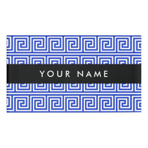 Greek Meander Key Blue, Your Name, Personalize Name Tag