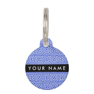 Greek Meander Key Blue, Your Name, Personalize Pet Tag