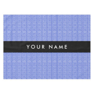 Greek Meander Key Blue, Your Name, Personalize Tablecloth