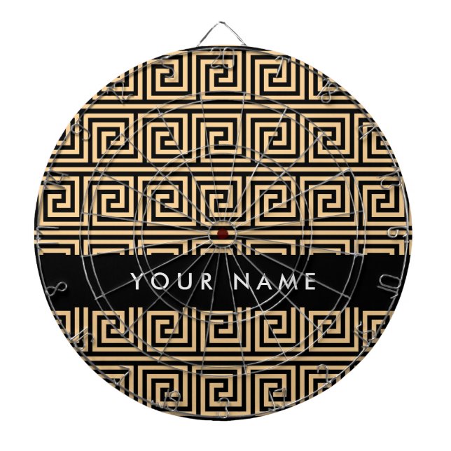 Greek Meander Key Brown, Your Name, Personalize Dartboard (Front)