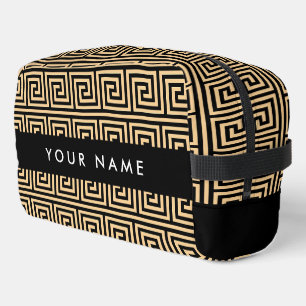 Greek Meander Key Brown, Your Name, Personalize Dopp Kit