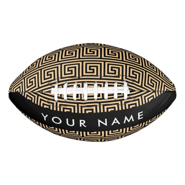 Greek Meander Key Brown, Your Name, Personalize Football (Front)