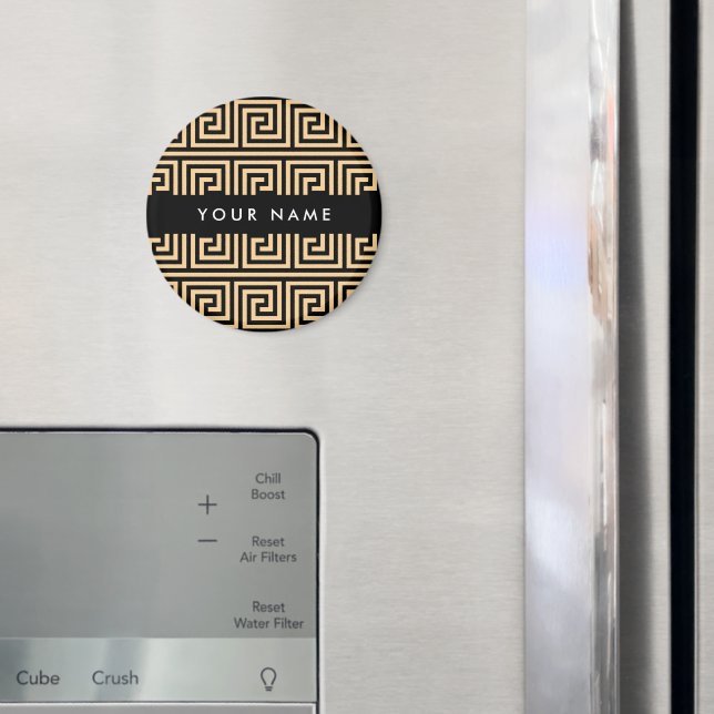 Greek Meander Key Brown, Your Name, Personalize Magnet (In Situ (Fridge))