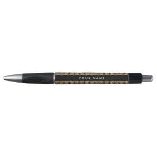 Greek Meander Key Brown, Your Name, Personalize Pen