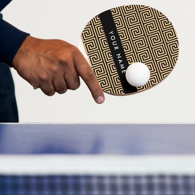 Greek Meander Key Brown, Your Name, Personalize Ping Pong Paddle (Insitu)