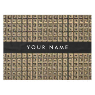 Greek Meander Key Brown, Your Name, Personalize Tablecloth