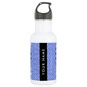 Greek Meander Key H Blue, Your Name, Personalize 532 Ml Water Bottle