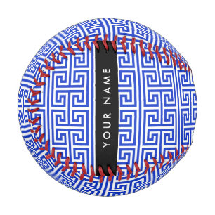 Greek Meander Key H Blue, Your Name, Personalize Baseball