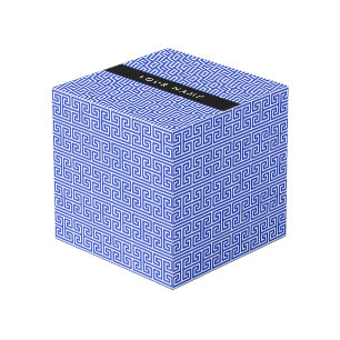 Greek Meander Key H Blue, Your Name, Personalize Cube