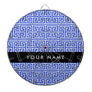 Greek Meander Key H Blue, Your Name, Personalize Dartboard