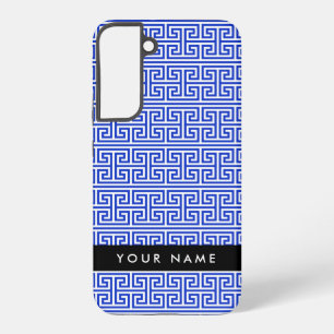 Greek Meander Key H Blue, Your Name, Personalize Samsung Galaxy Case